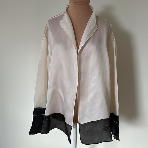 Margot Rozanska Hand-Painted OOAK ART-WEAR Silk Open Lagenlook Jacket Blazer M - Picture 2 of 12